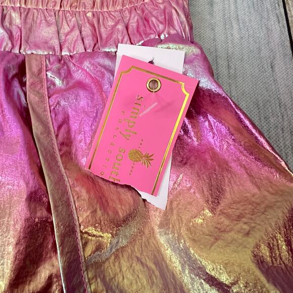 Simply Southern High Waisted Shorts Hot Pink Rainbow Large Pineapple NEW 90s - Picture 9 of 9